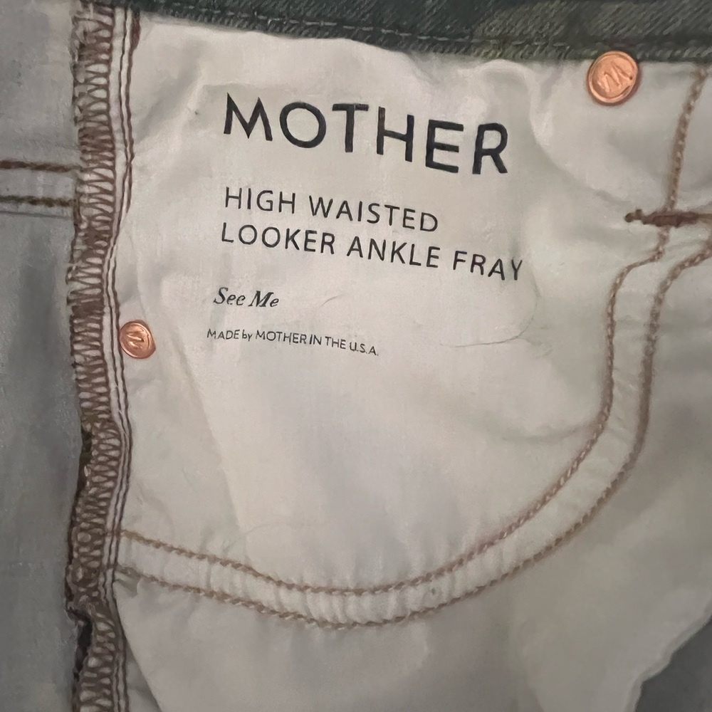 MOTHER High Waisted Looker Ankle Fray in See Me Green Camo Camouflage Size 26 - Picture 7 of 7